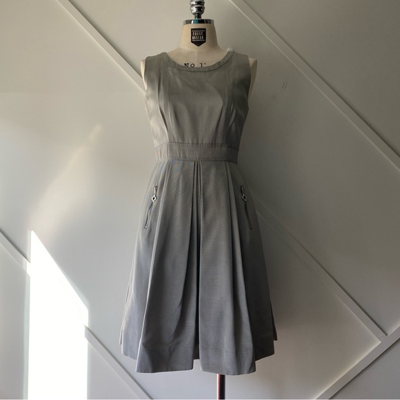 Pink Tartan Silver Taffeta Pleated Sleeveless Flare Dress - 2 - Picture 13 of 13